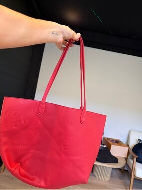 Red Leather Tote Bag - Women